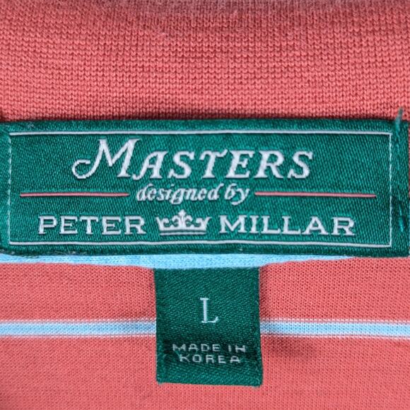 Masters Peter Millar L Coral White Stripe Polo Shirt Augusta National Golf - Picture 3 of 5